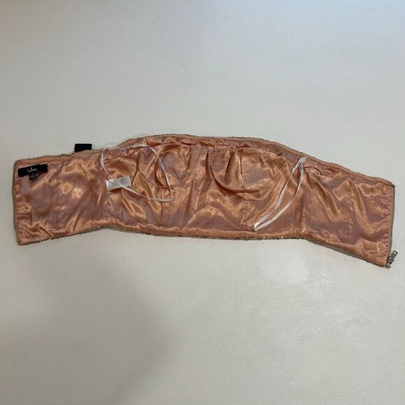 Lulus Rose Gold Sequin Bustier Crop Top Size S NWT Party Holiday Strapless - Picture 4 of 7